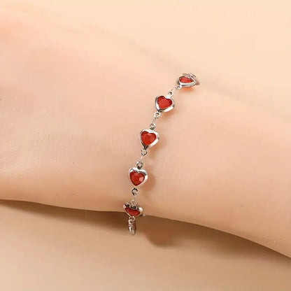 Pulseira Corações Vermelhos Encadeados