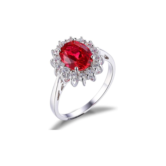 Anel Oval Vermelho com Recortes no Aro