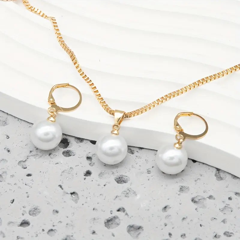 Conjunto Colar e Argolas com Pérola
