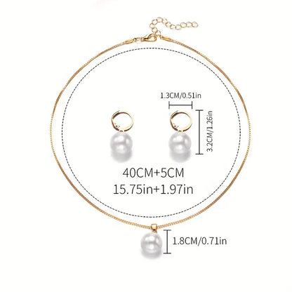Conjunto Colar e Argolas com Pérola