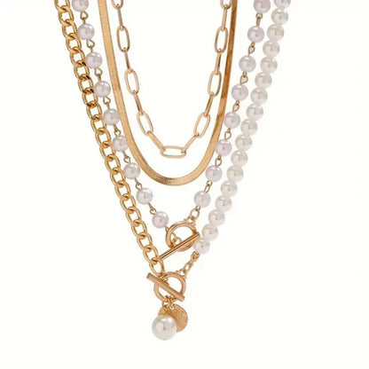Conjunto Quatro Colares com Pérolas e Fecho em T
