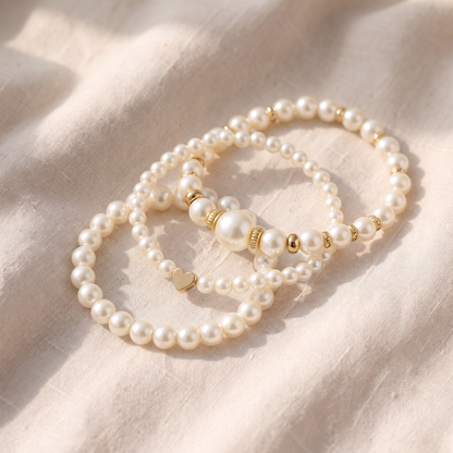 Conjunto Quatro Pulseiras de Pérolas