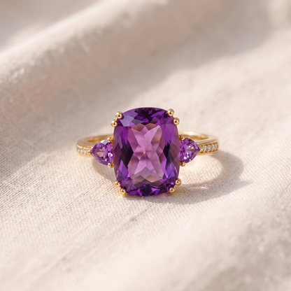 Anel Rectangular Roxo