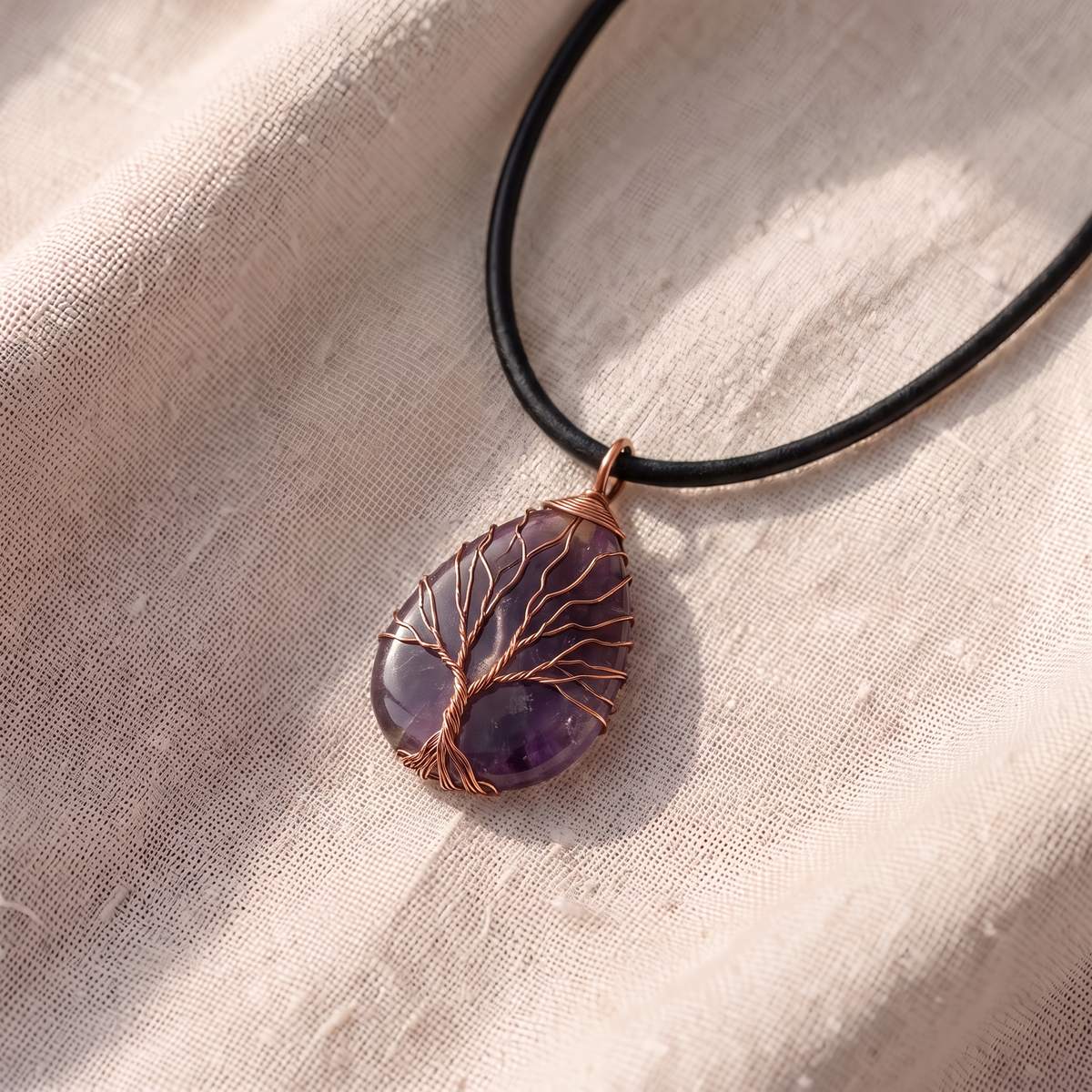Colar Árvore da Vida com Pedra Roxa