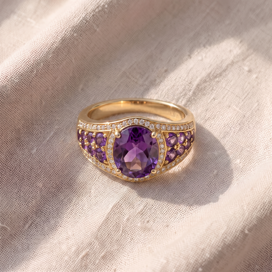 Anel Largo Oval Roxo
