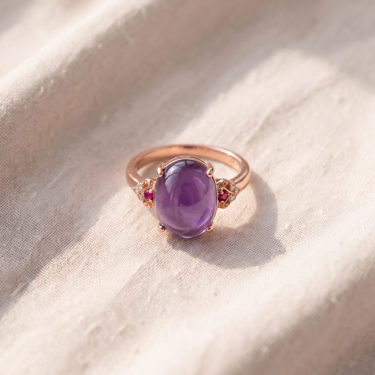 Anel Oval Roxo Liso