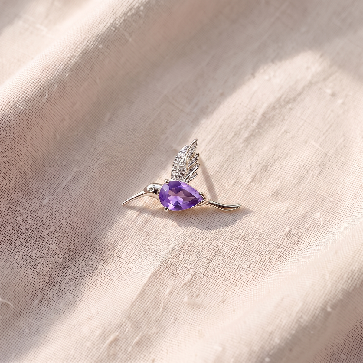 Brincos Colibri com Pedra Roxa
