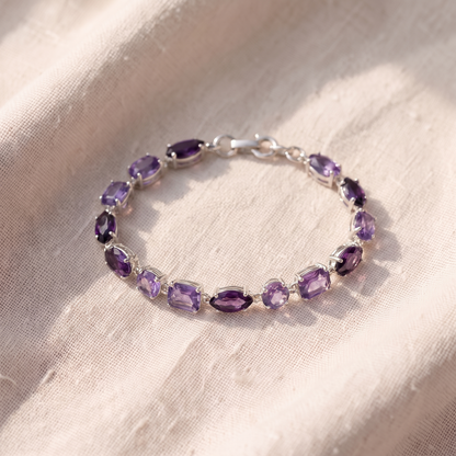 Pulseira Pedras Roxas de Várias Formas