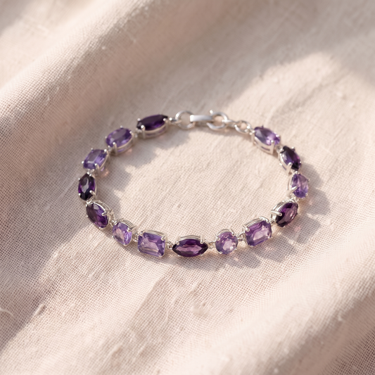 Pulseira Pedras Roxas de Várias Formas
