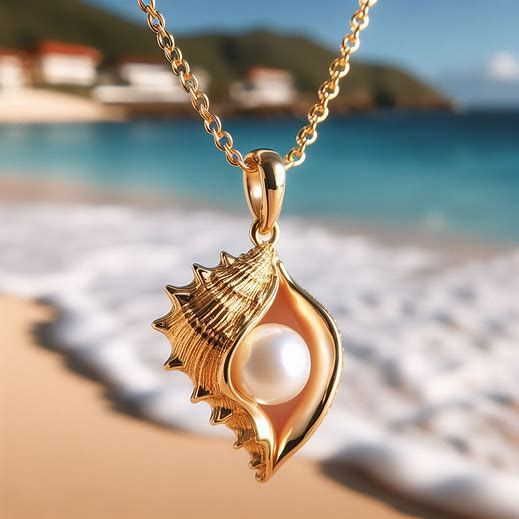 Colar Búzio Dourado com Pérola