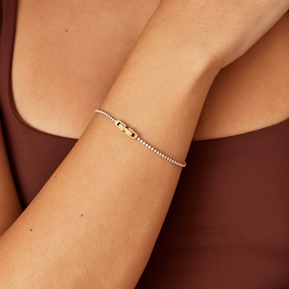 Pulseira Riviera Fina com Fecho Rectangular