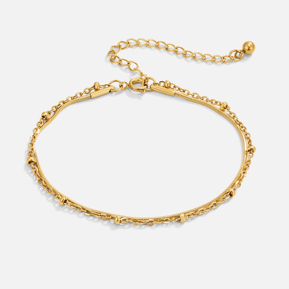 Pulseira Dupla Malha Cobra e Bolinhas