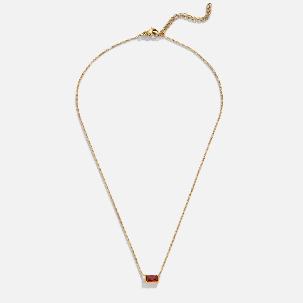 Colar Baguete Vermelho-Escuro em Moldura Lisa