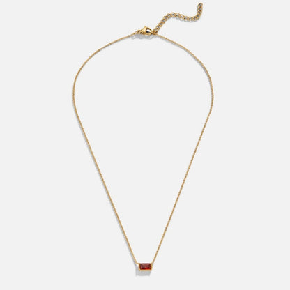 Colar Baguete Vermelho-Escuro em Moldura Lisa