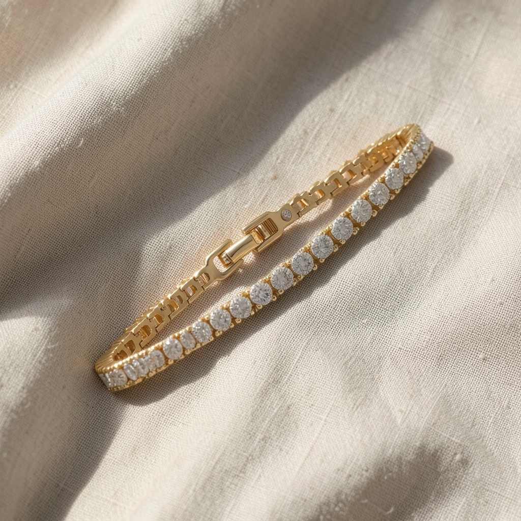 Pulseira Riviera Dourada com Fecho Dobrável