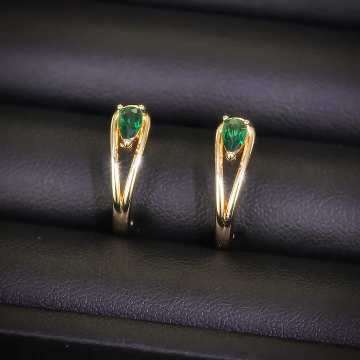 Argolas Aro Dividido com Gota Verde